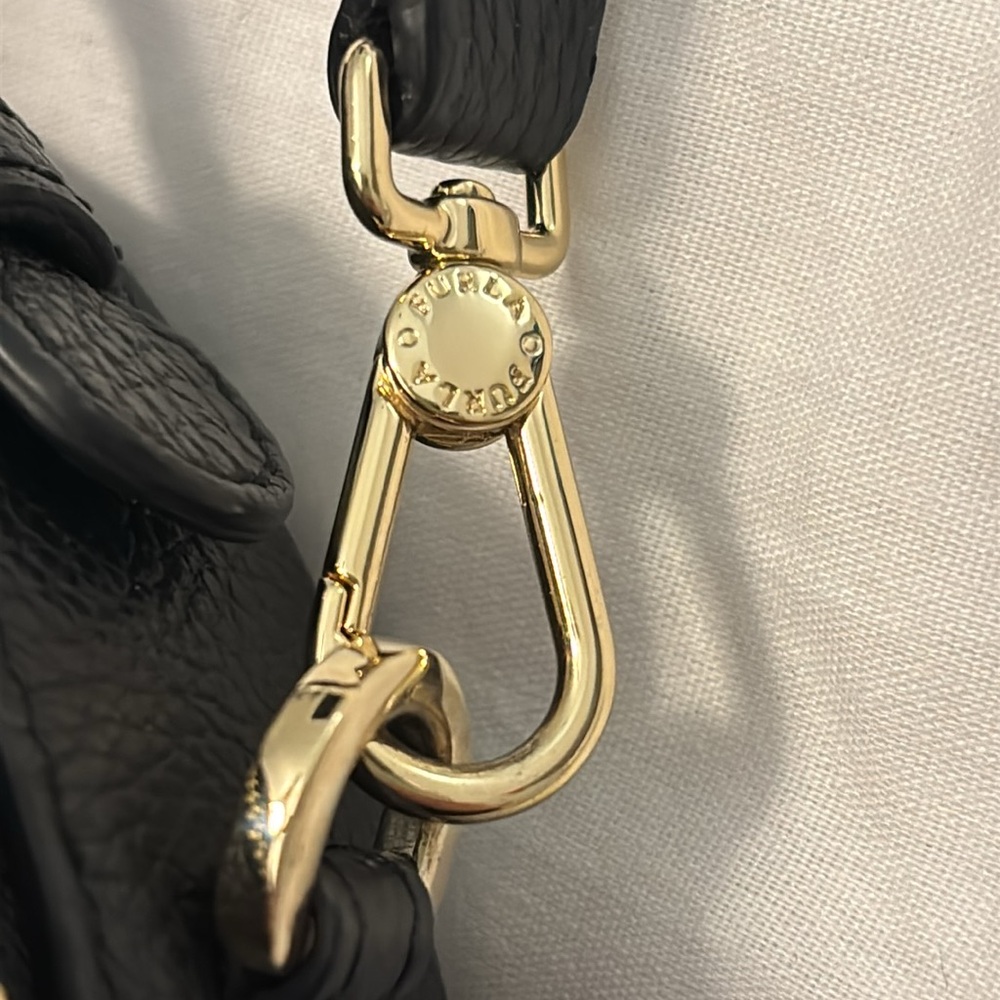 Furla Dotty Black w/gold accents Leather Crossbody small Bag top handle designer - Picture 6 of 14